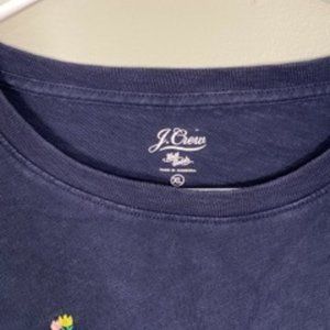 Navy Basic Tee with flower embroidery detail